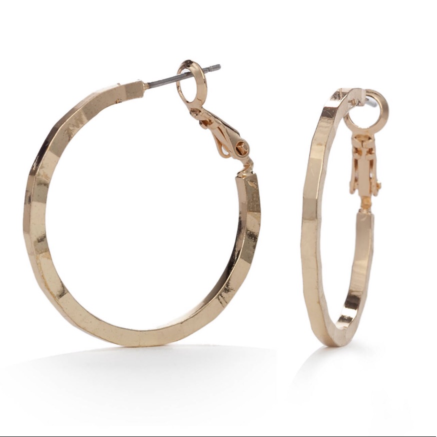 Gold Tone High Shine Hoop Earrings 14$